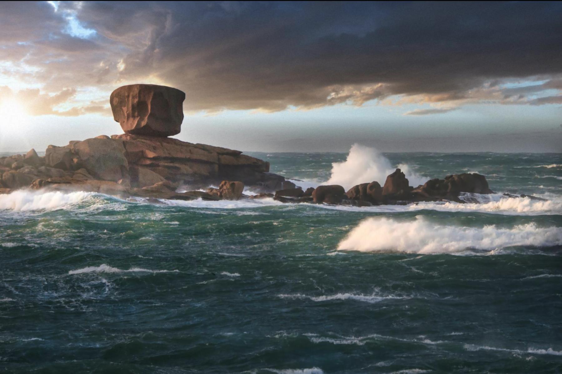 Destockage Trégastel • Le Dé dans la tempête / format 75x50cm / sur alu dibond 3mm (avec système d'accrochage)