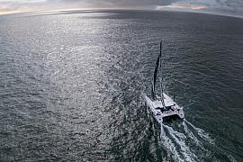 Photographie Photographe nautique et voile, je capte avec mon drone, le catamaran Kraken GDD durant sa préparation à la Route du Rhum 